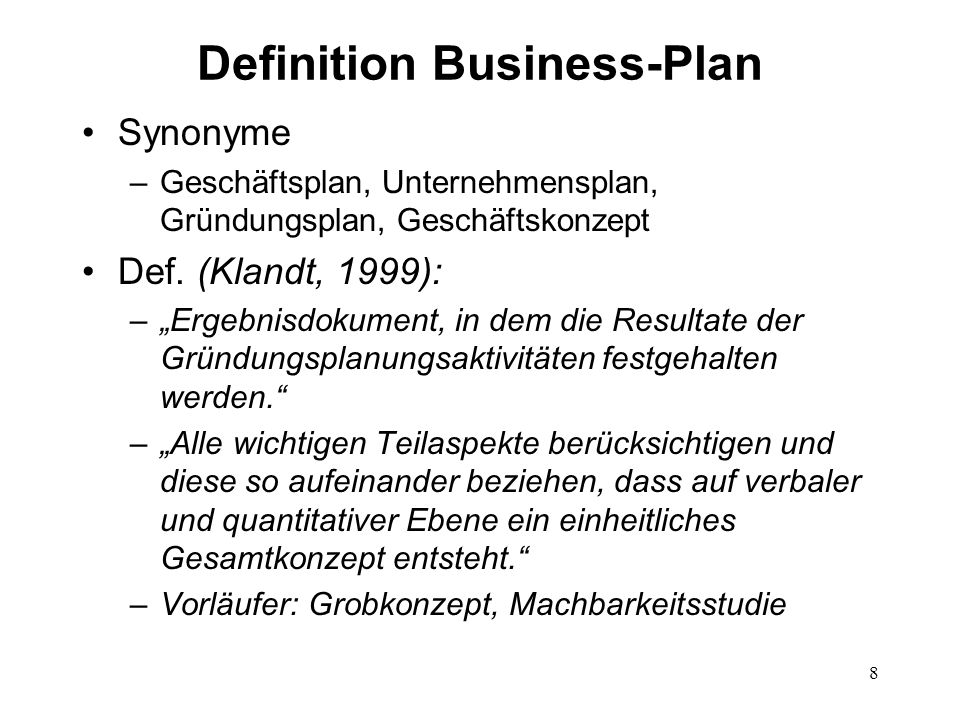 aufbau business plan gastronomie definition